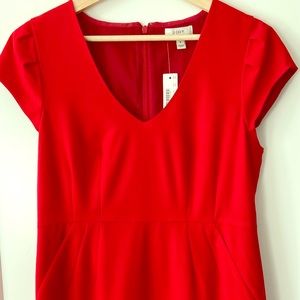 NWT J. Crew cap sleeve work dress (Red, size 8)